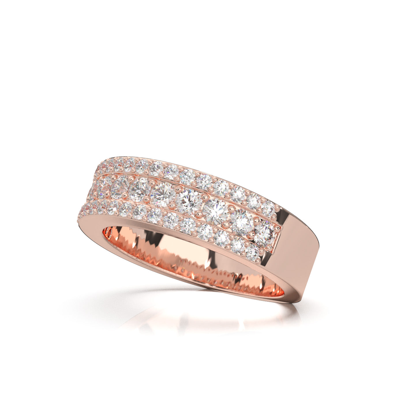 1.10 ct Natural Diamond Wedding Bands in 10k Rose Gold
