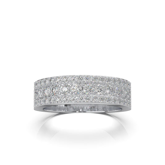 1.10 ct Natural Diamond Wedding Bands in 14k White Gold