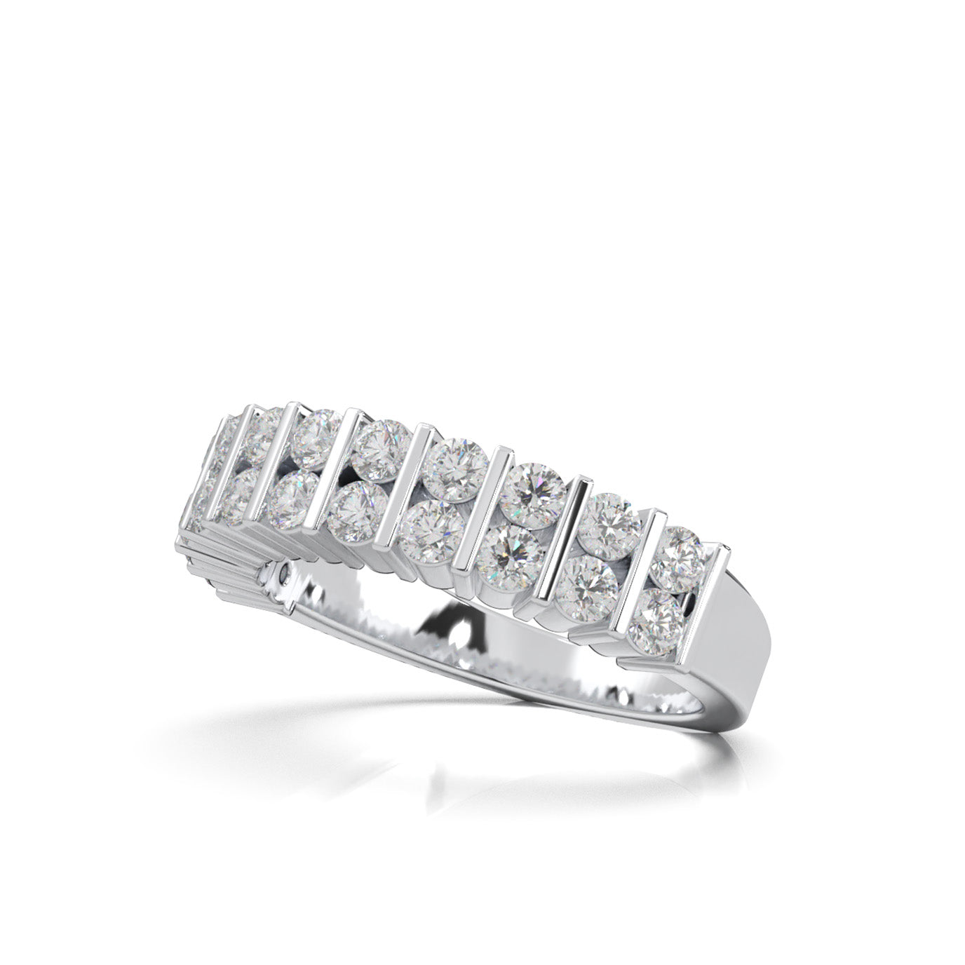1.20 ct Natural Diamond Wedding Bands in 10k White Gold