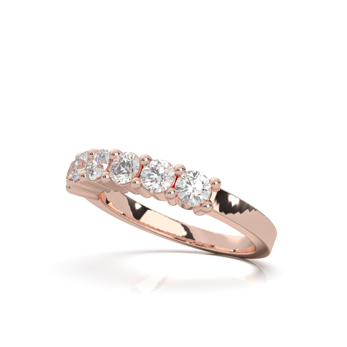 1.00 ct Natural Diamond Wedding Bands in 14k Rose Gold
