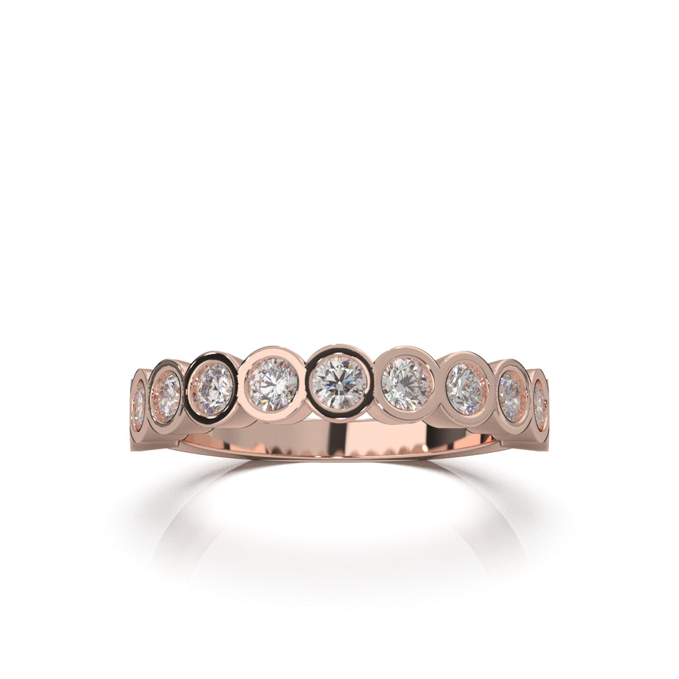 0.90 ct Moissanite Wedding Bands in 14k Rose Gold