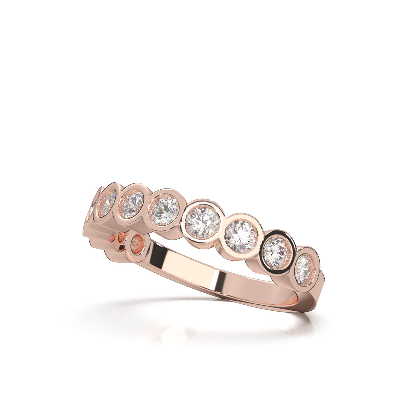 0.90 ct Natural Diamond Wedding Bands in 10k Rose Gold