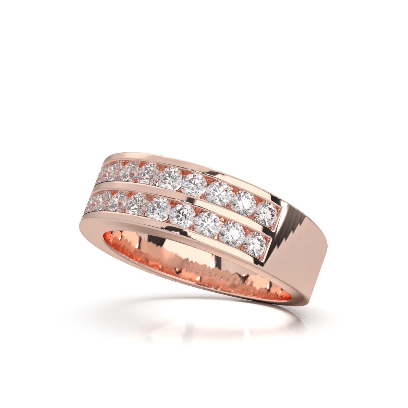 1.20 ct Natural Diamond Wedding Bands in 14k Rose Gold