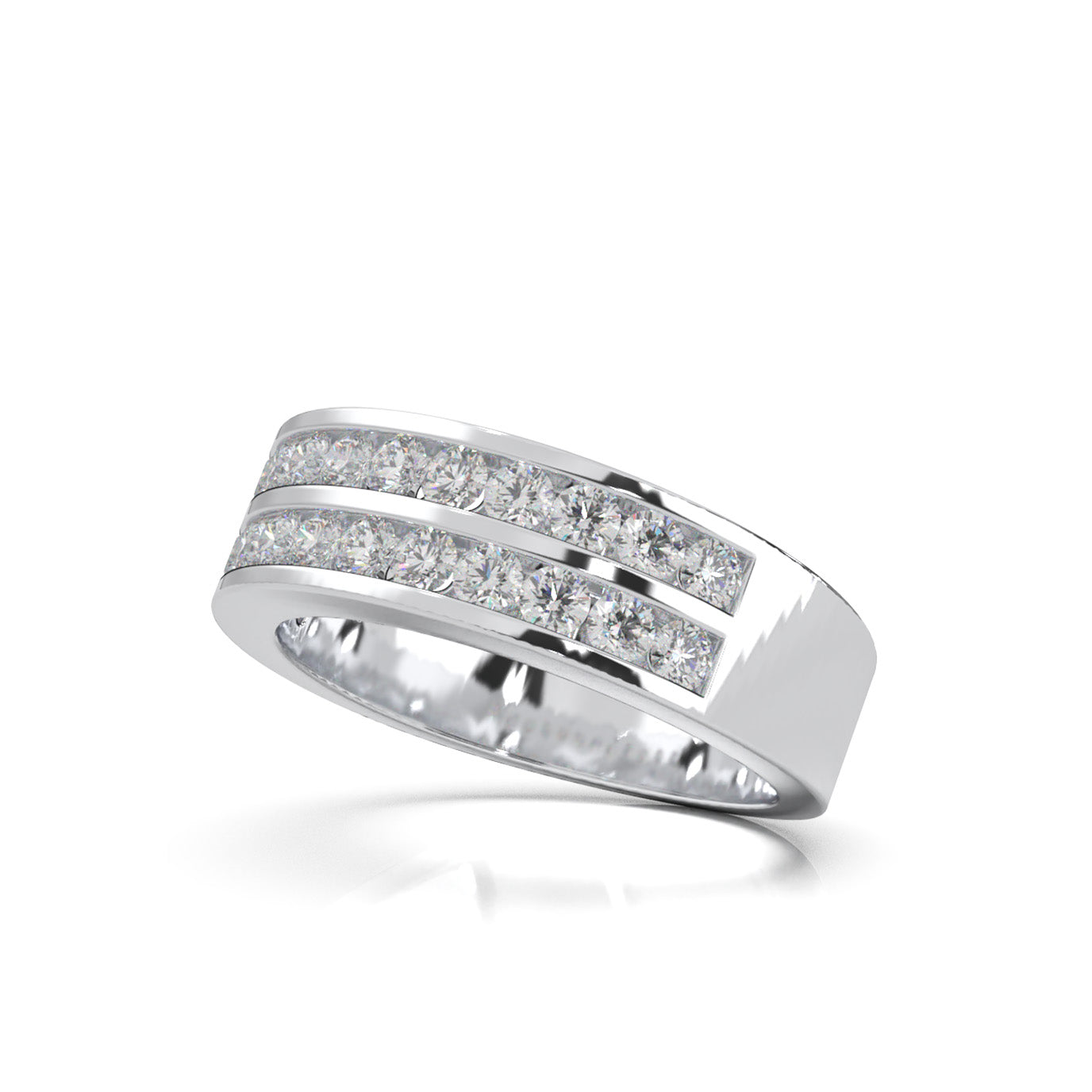 1.20 ct Natural Diamond Wedding Bands in 10k White Gold