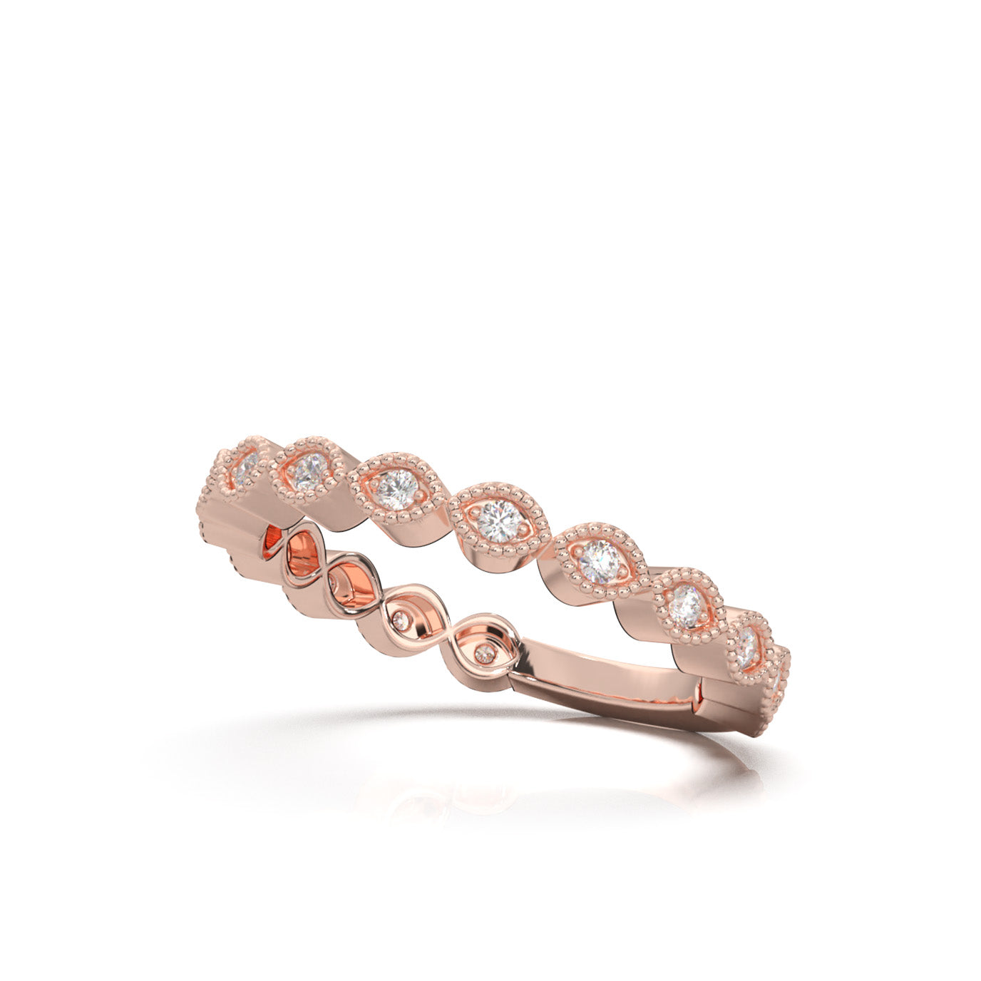 0.25 ct Lab Grown Diamond Wedding Bands in 14k Rose Gold
