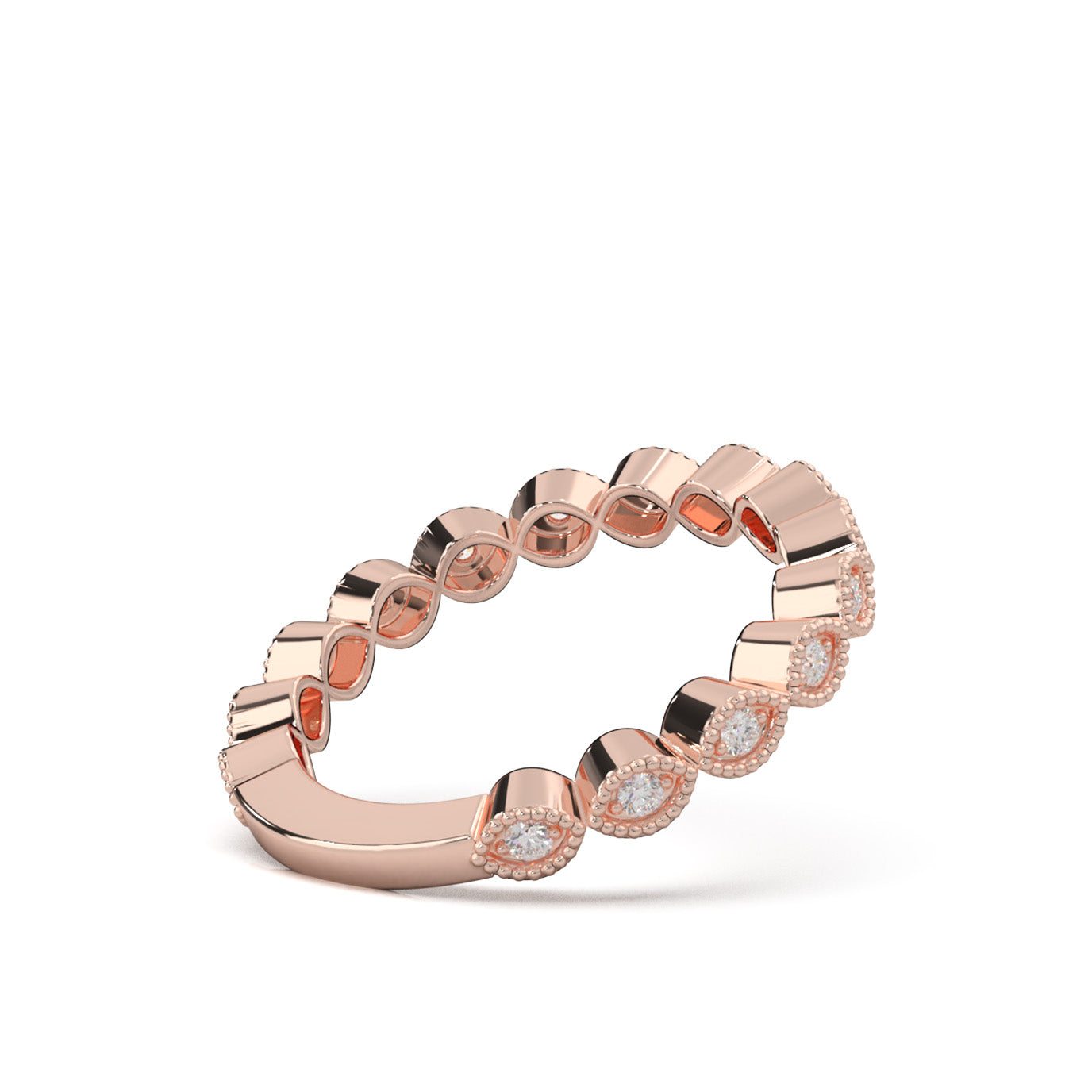 0.25 ct Natural Diamond Wedding Bands in 14k Rose Gold