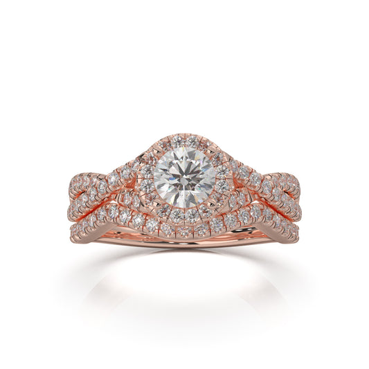 1.30 ct Natural Diamond Engagement Sets in 10k Rose Gold