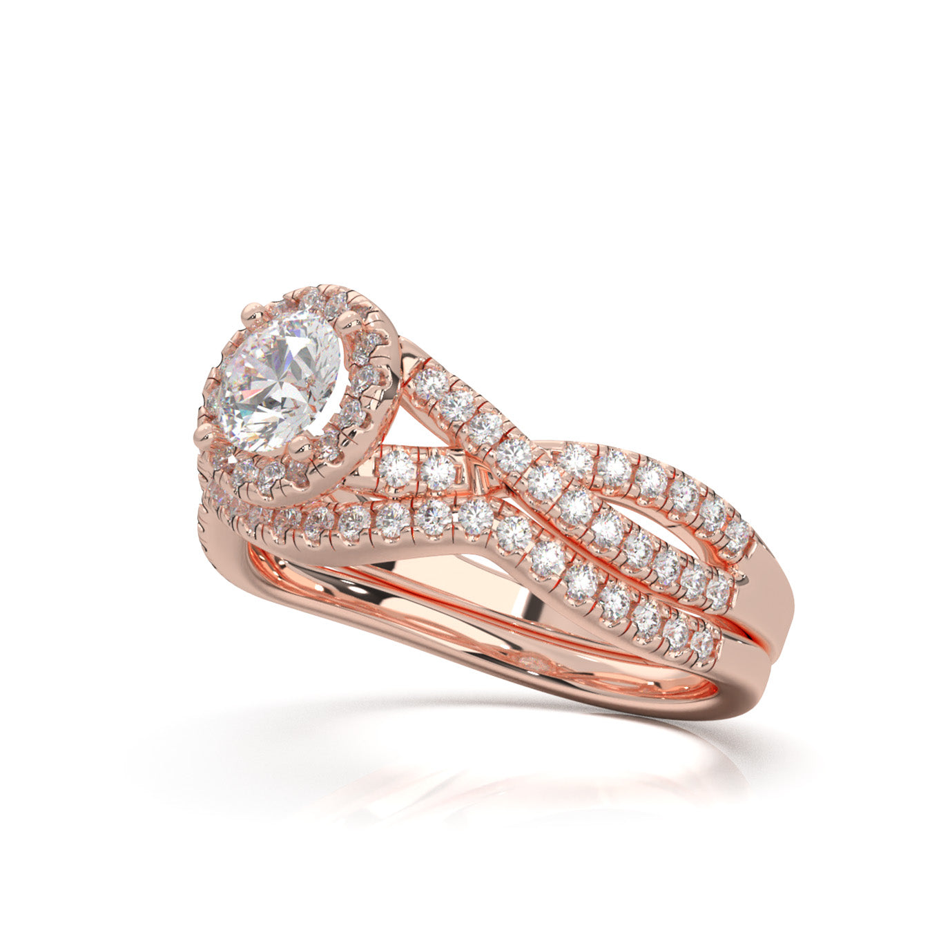 1.30 ct Lab Grown Diamond Engagement Sets in 14k Rose Gold