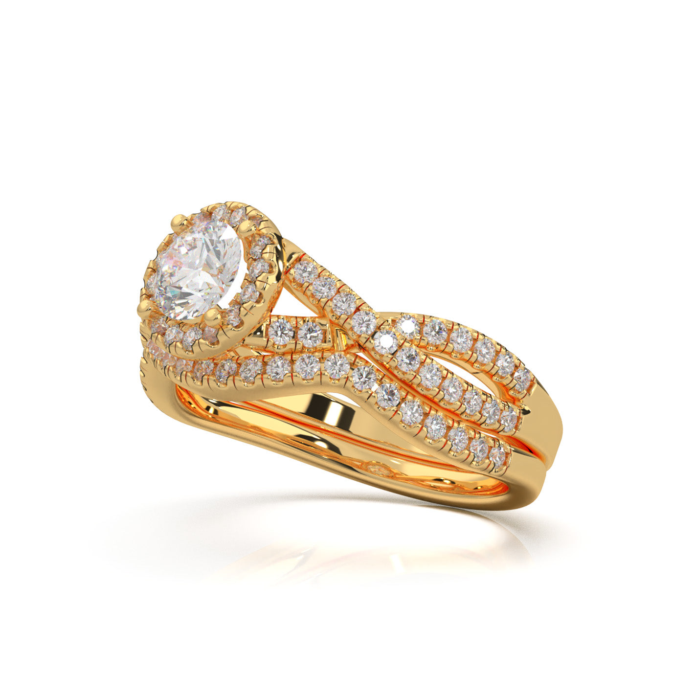 1.30 ct Moissanite Engagement Sets in 14k Yellow Gold