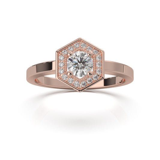 0.50 ct Natural Diamond Engagement Rings in 10k Rose Gold
