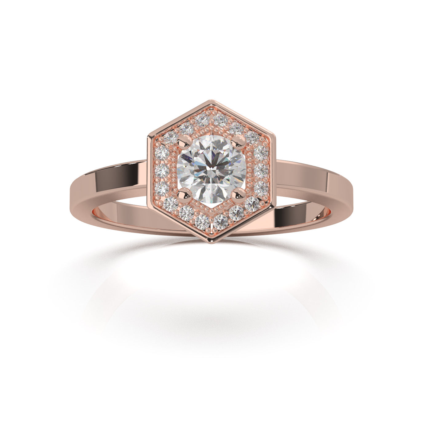 0.50 ct Natural Diamond Engagement Rings in 14k Rose Gold