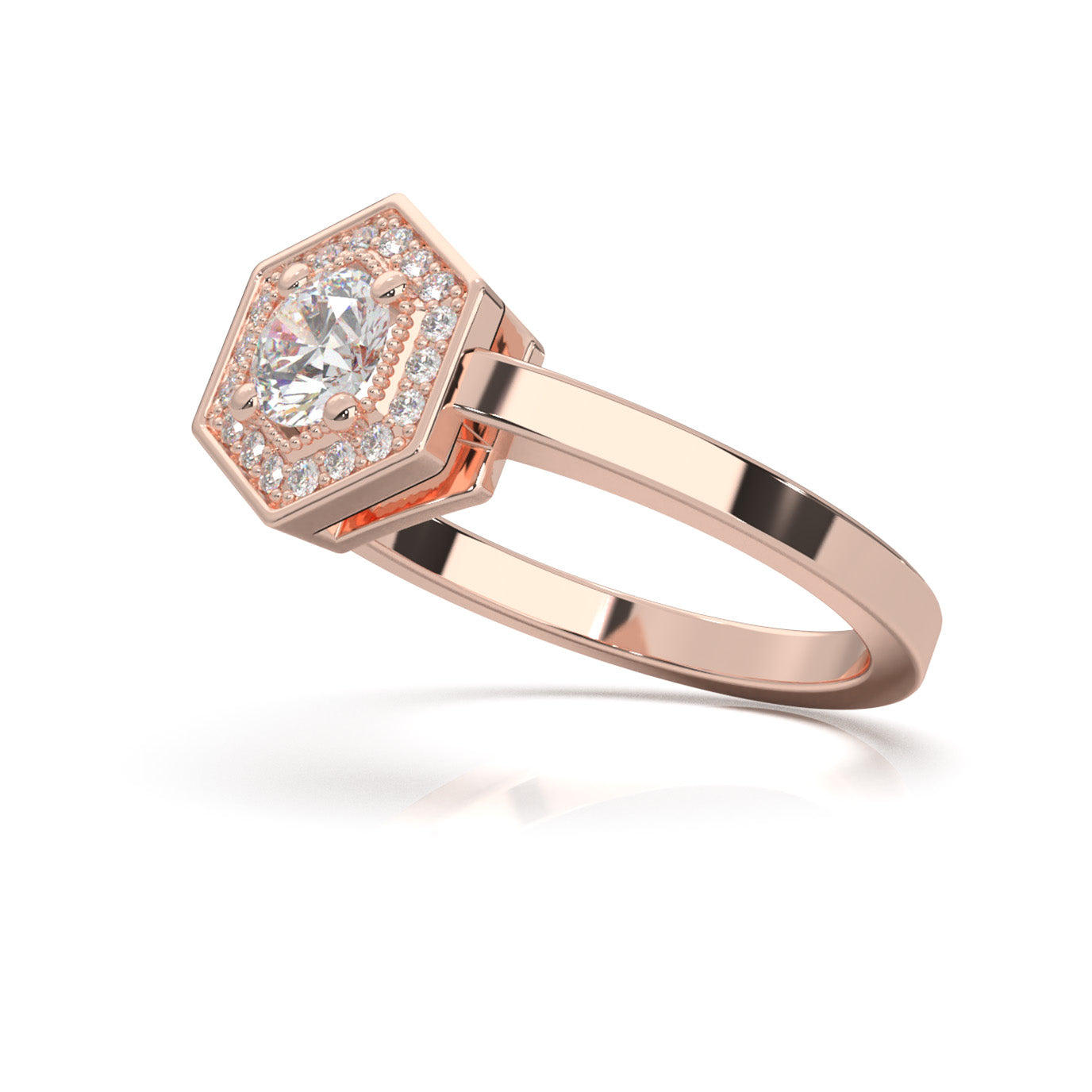 0.50 ct Natural Diamond Engagement Rings in 14k Rose Gold