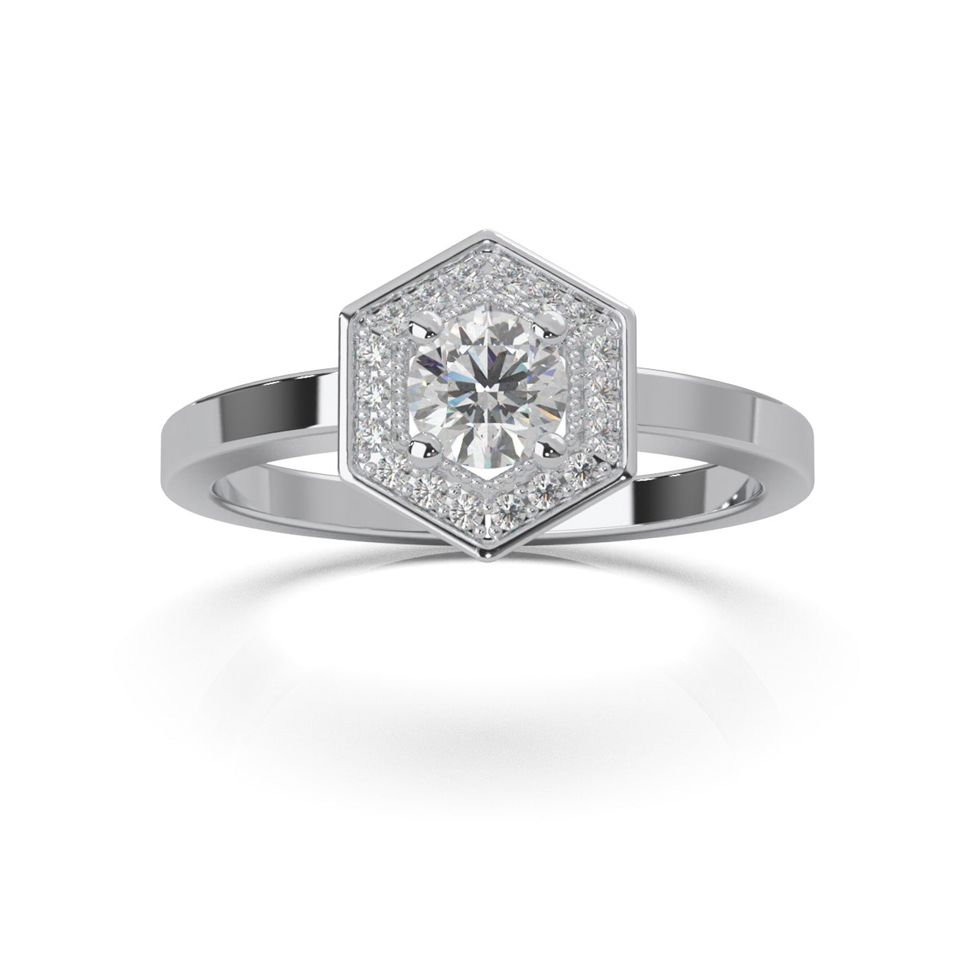 0.50 ct Moissanite Engagement Rings in 14k White Gold