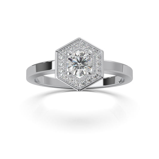 0.50 ct Lab Grown Diamond Engagement Rings in 14k White Gold