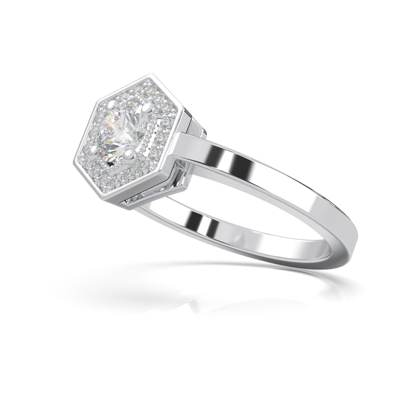0.50 ct Natural Diamond Engagement Rings in 10k White Gold