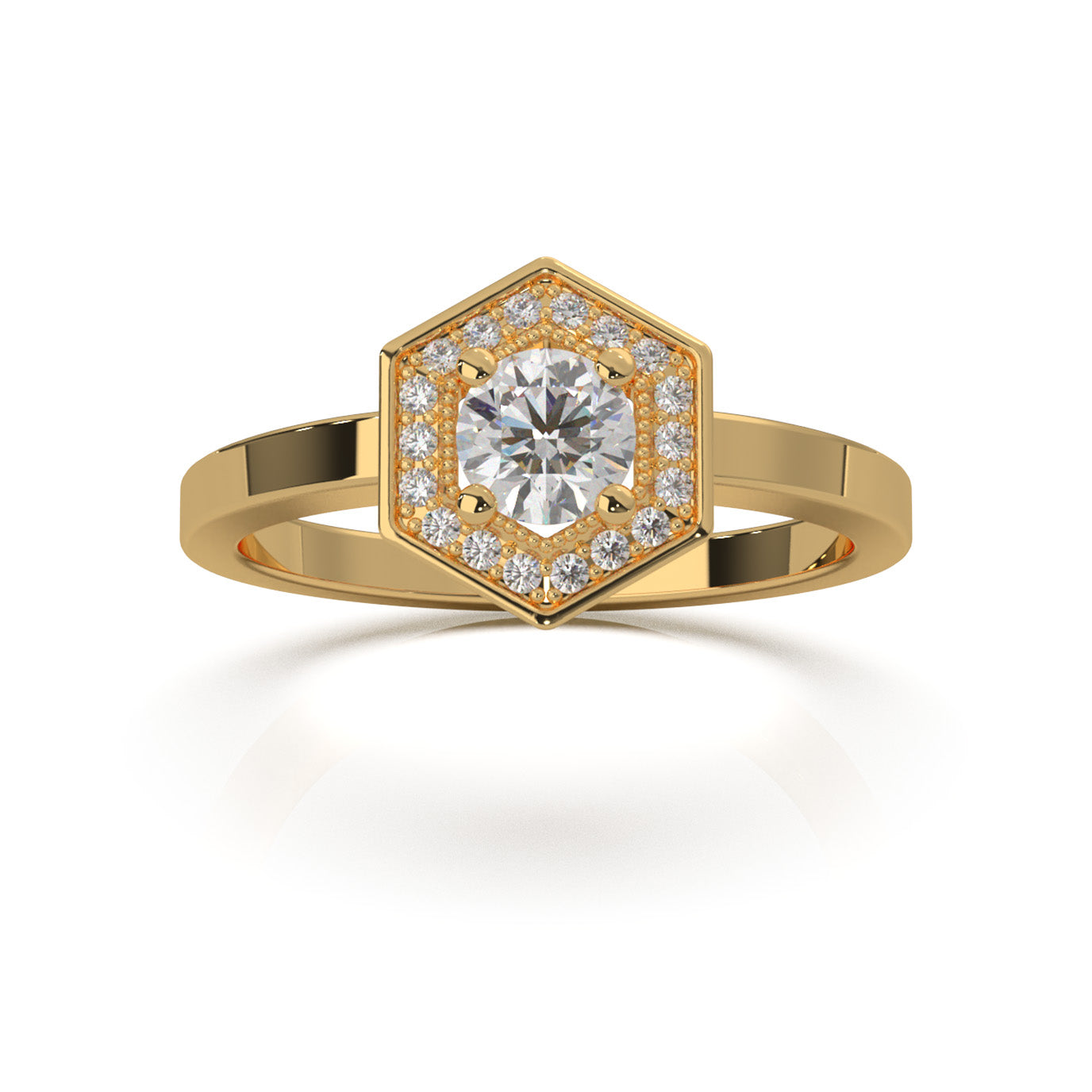 0.50 ct Natural Diamond Engagement Rings in 14k Yellow Gold