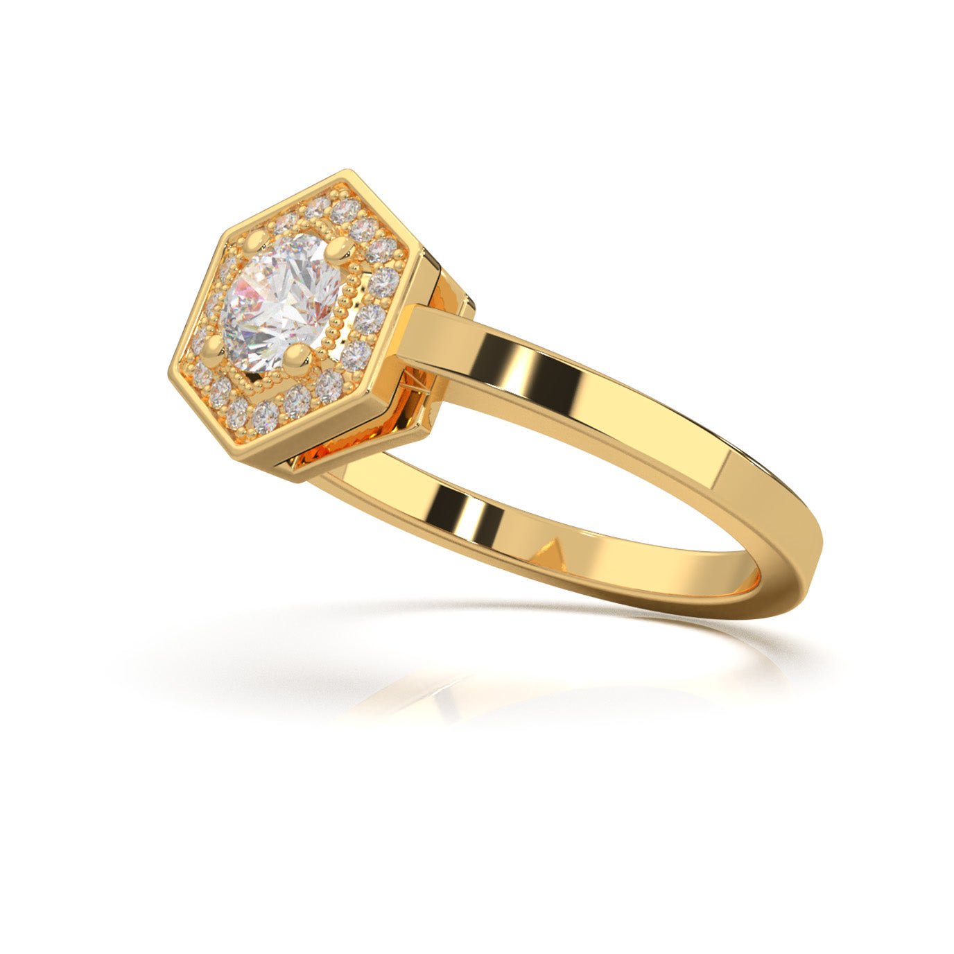 0.50 ct Natural Diamond Engagement Rings in 14k Yellow Gold