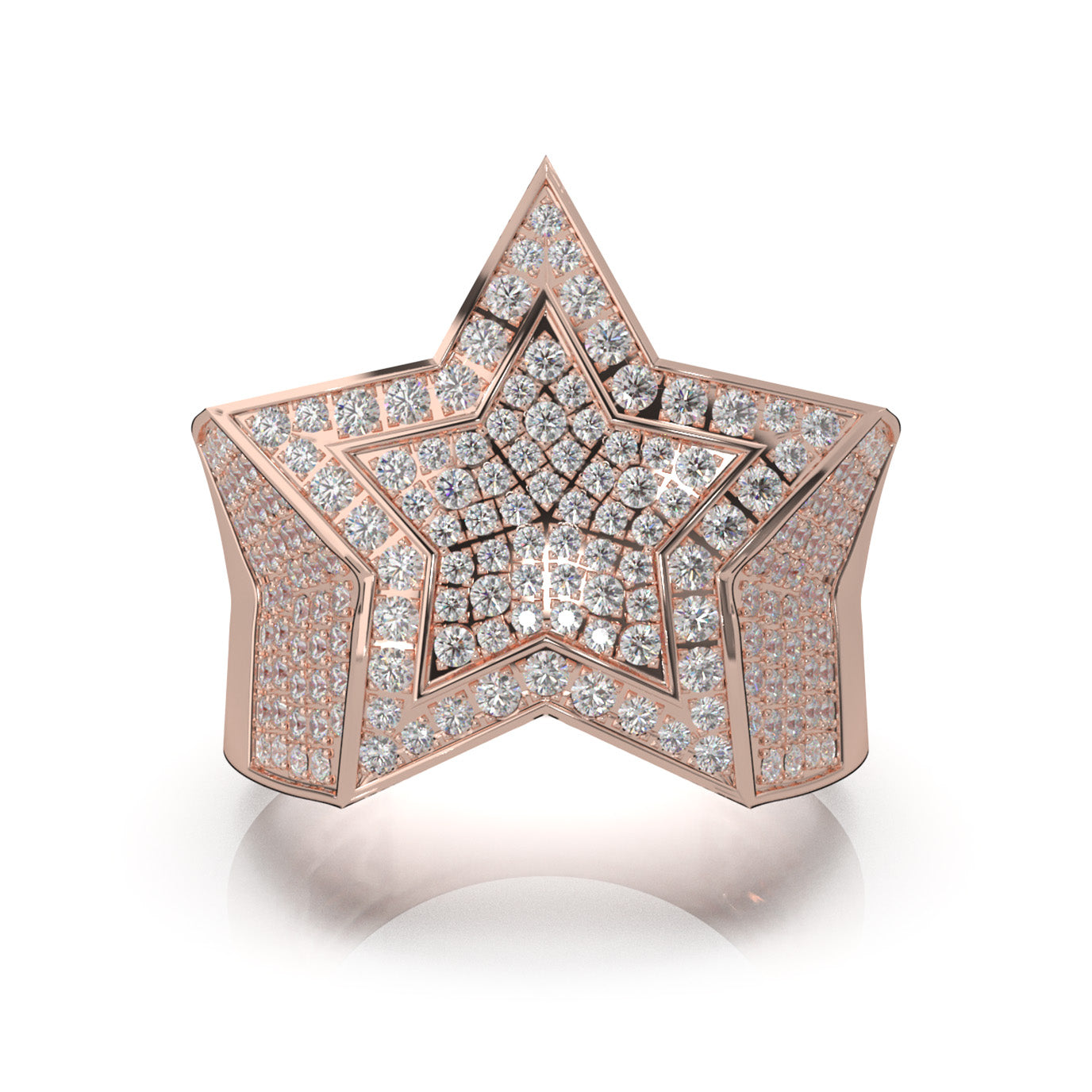 2.70 ct Moissanite Statement Mens Rings in 10k Rose Gold