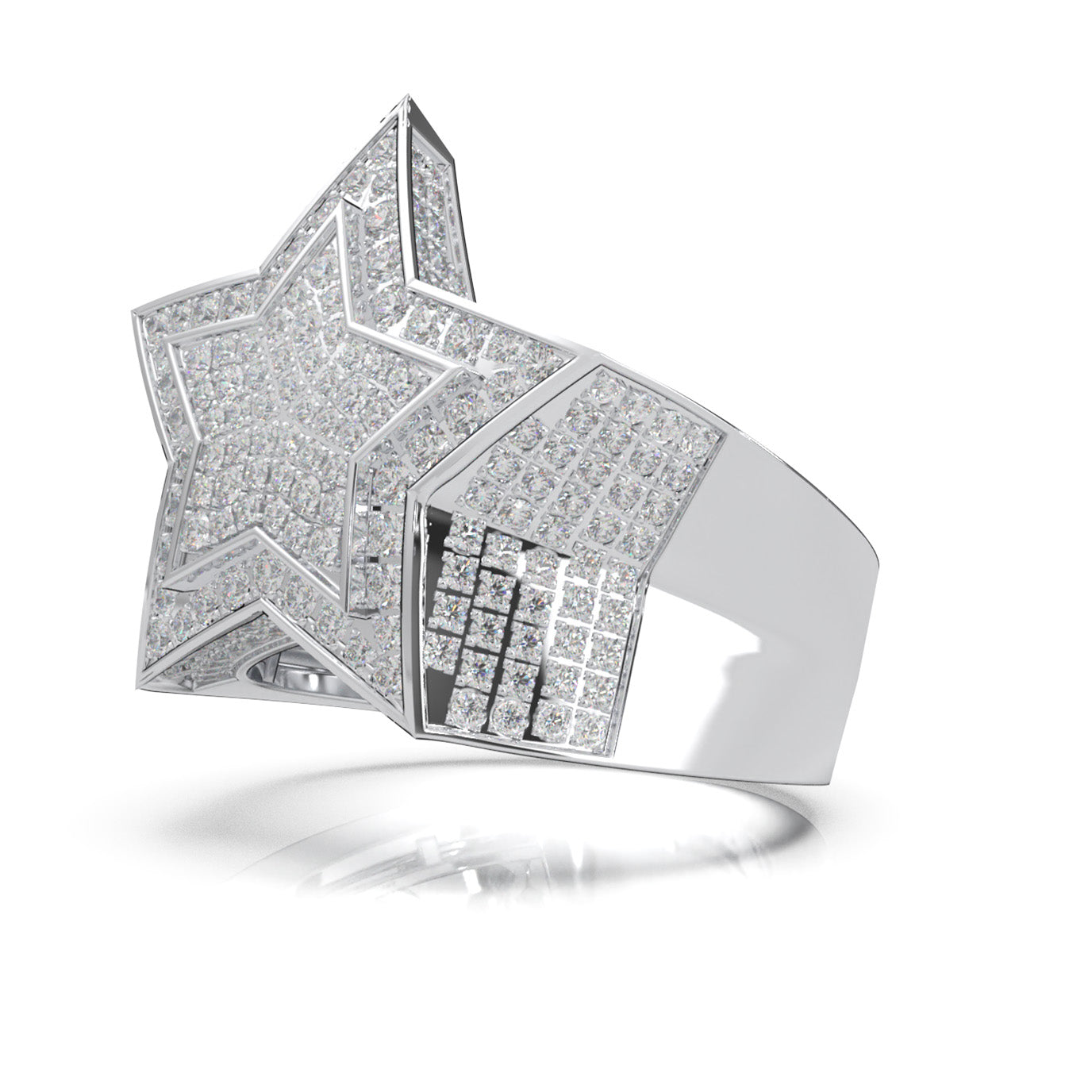 2.70 ct Moissanite Statement Mens Rings in 10k White Gold