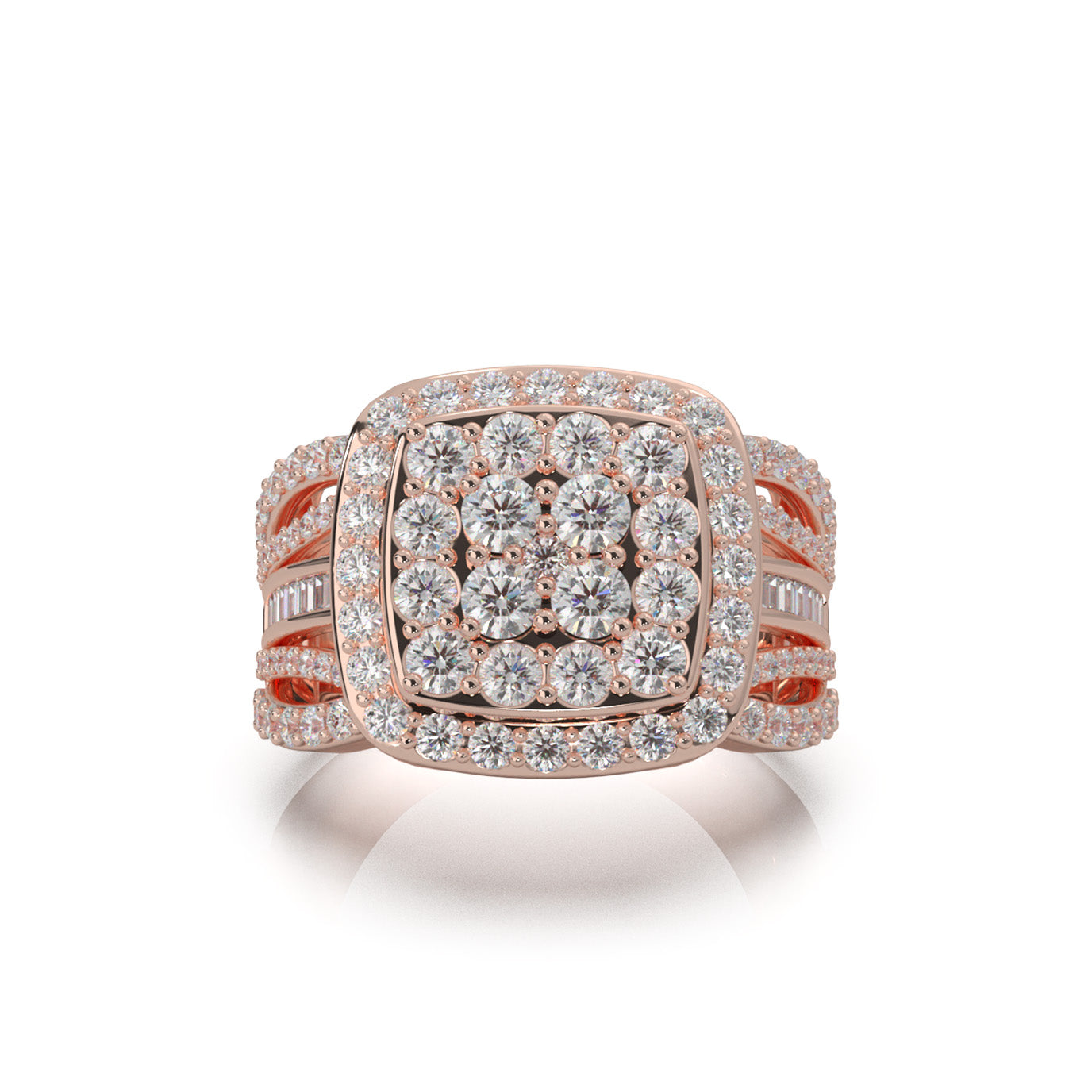 2.30 ct Moissanite Engagement Rings in 14k Rose Gold