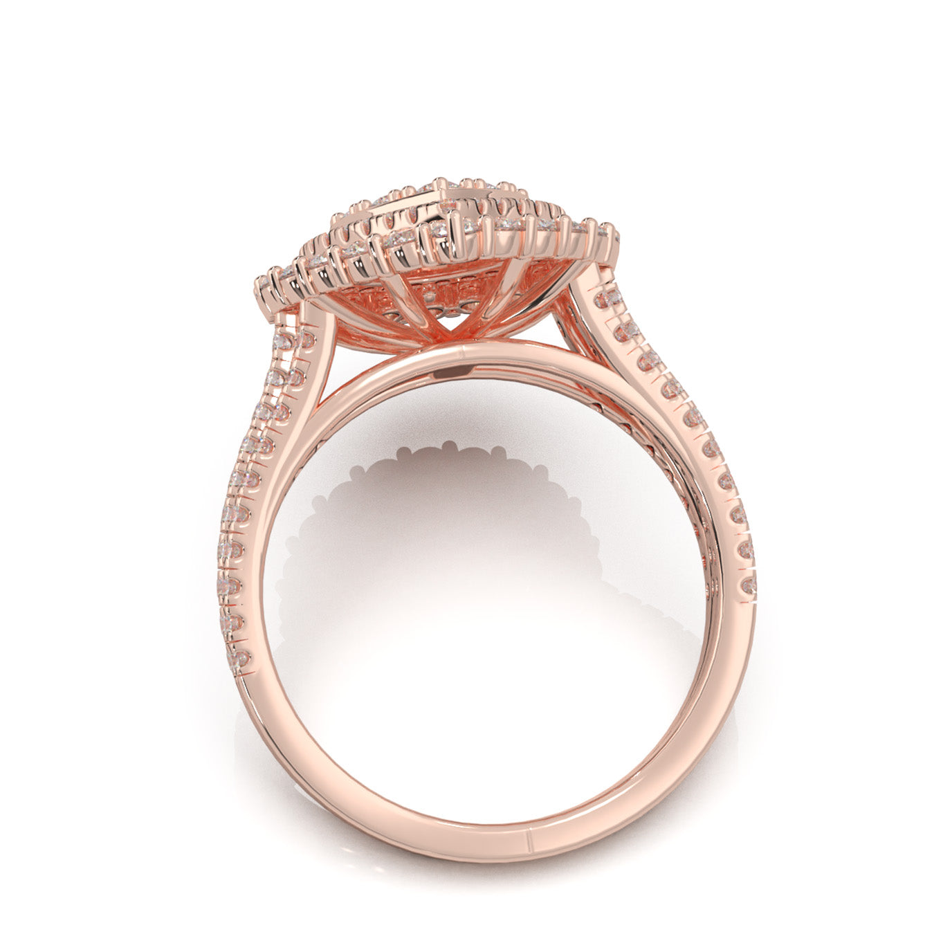 1.70 ct Moissanite Engagement Rings in 14k Rose Gold