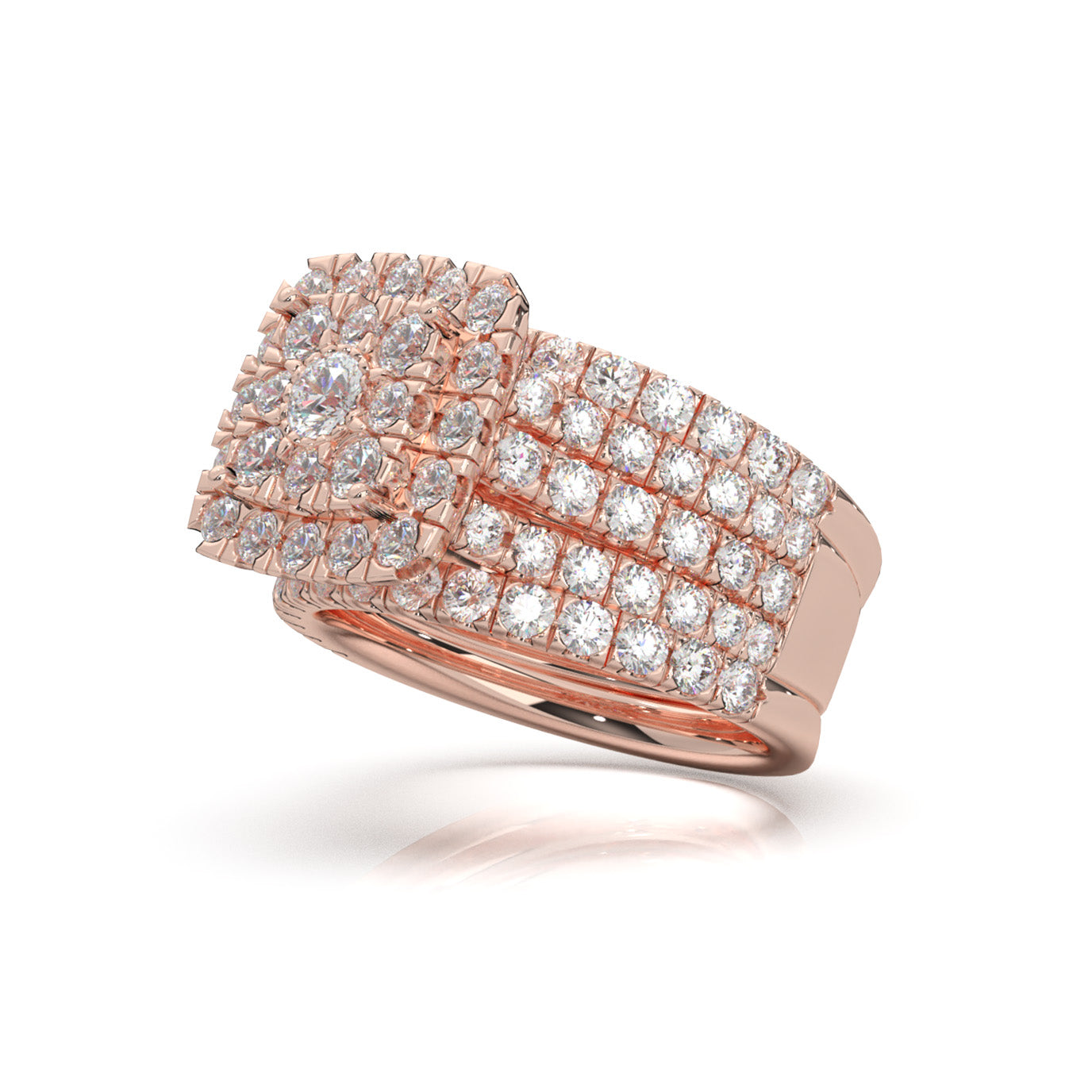 3.20 ct Lab Grown Diamond Engagement Sets in 14k Rose Gold