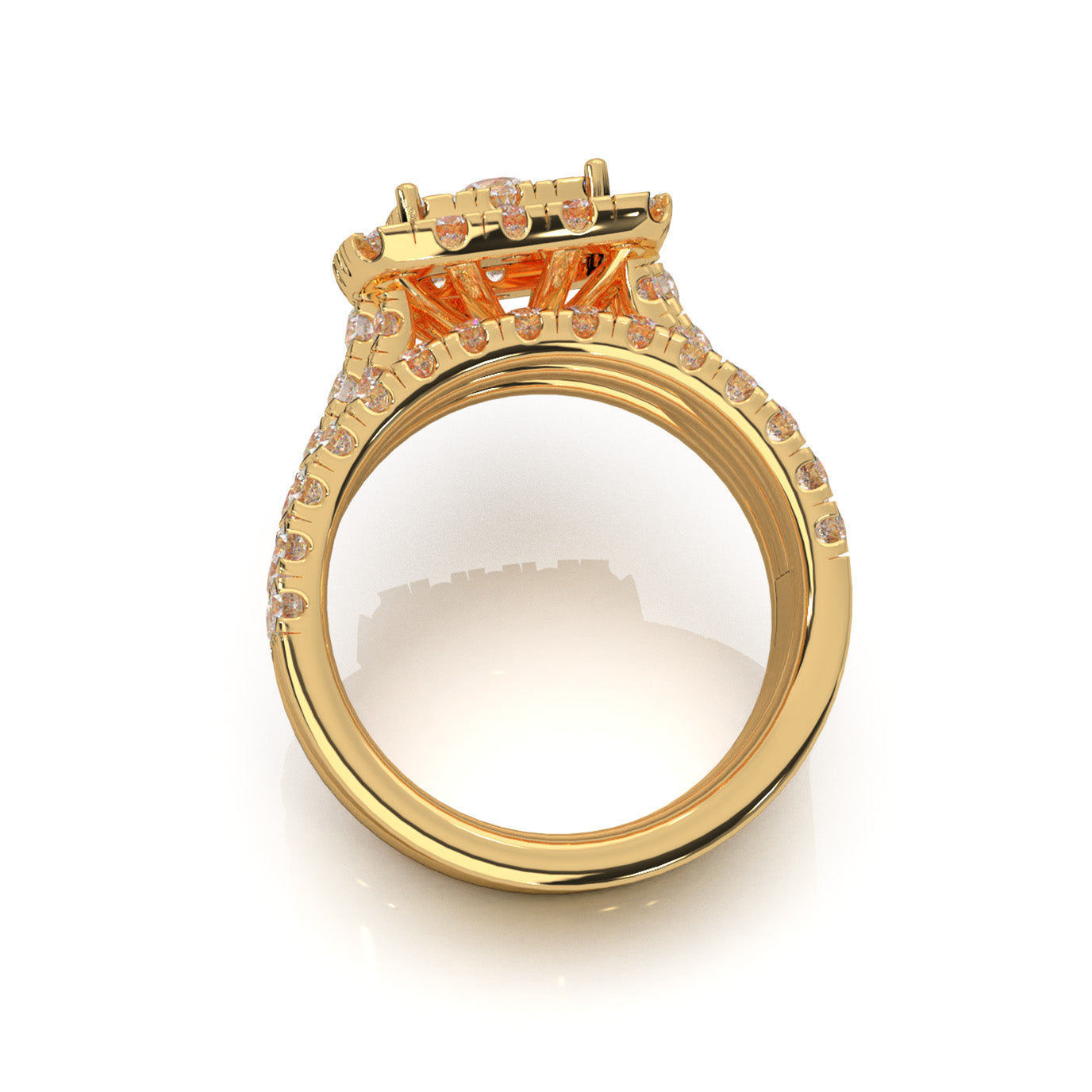 3.20 ct Moissanite Engagement Sets in 14k Yellow Gold
