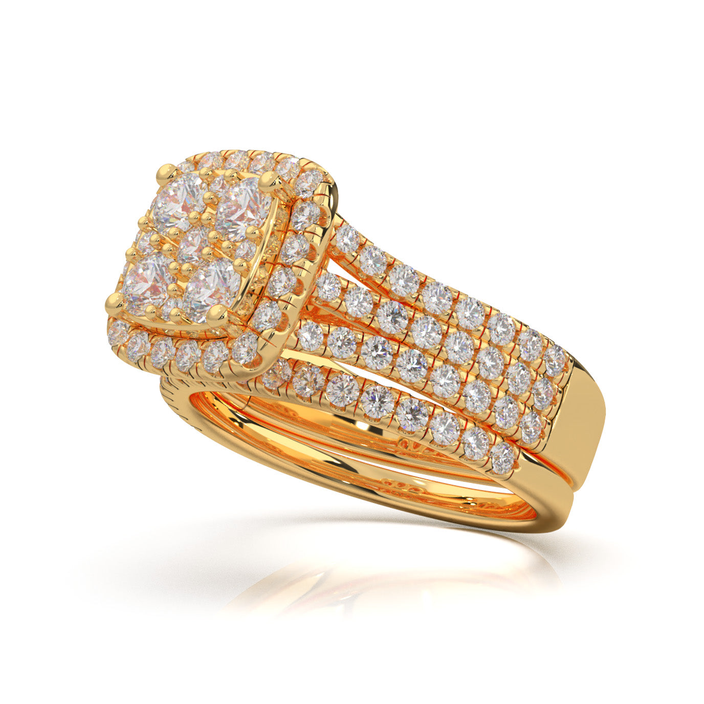 2.00 ct Moissanite Engagement Sets in 14k Yellow Gold