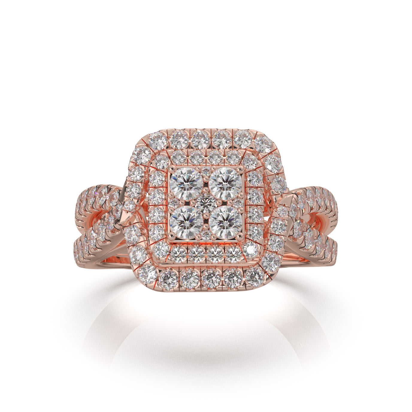 1.40 ct Lab Grown Diamond Engagement Rings in 14k Rose Gold