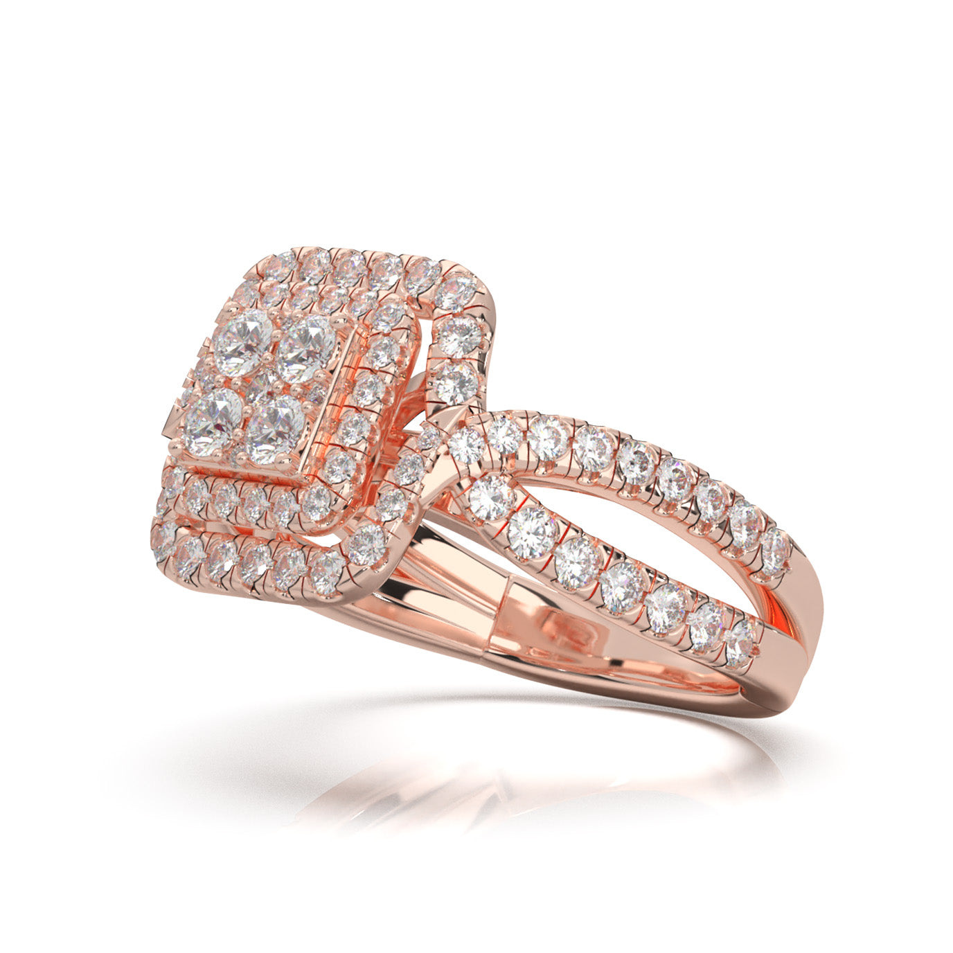 1.40 ct Moissanite Engagement Rings in 14k Rose Gold