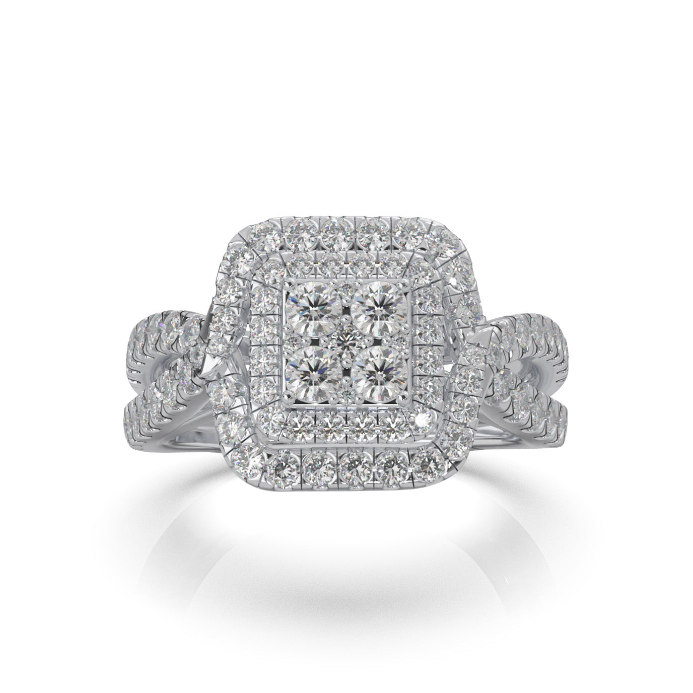 1.40 ct Moissanite Engagement Rings in 14k White Gold