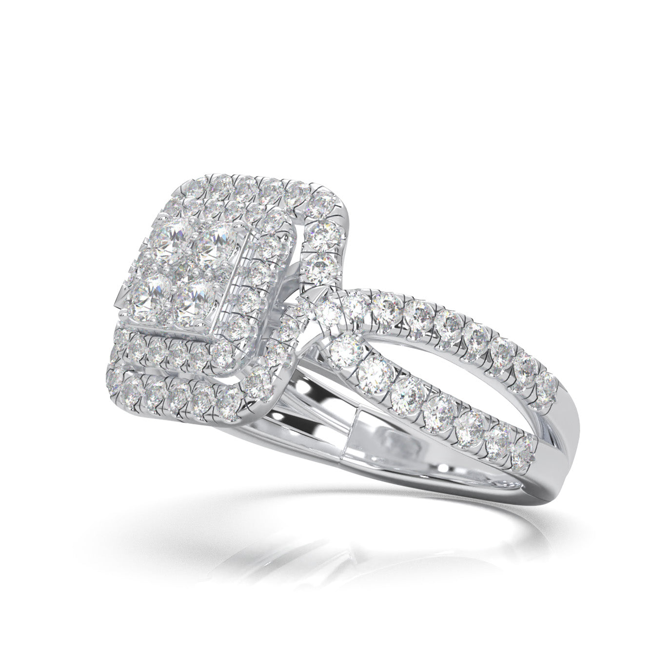 1.40 ct Moissanite Engagement Rings in 10k White Gold