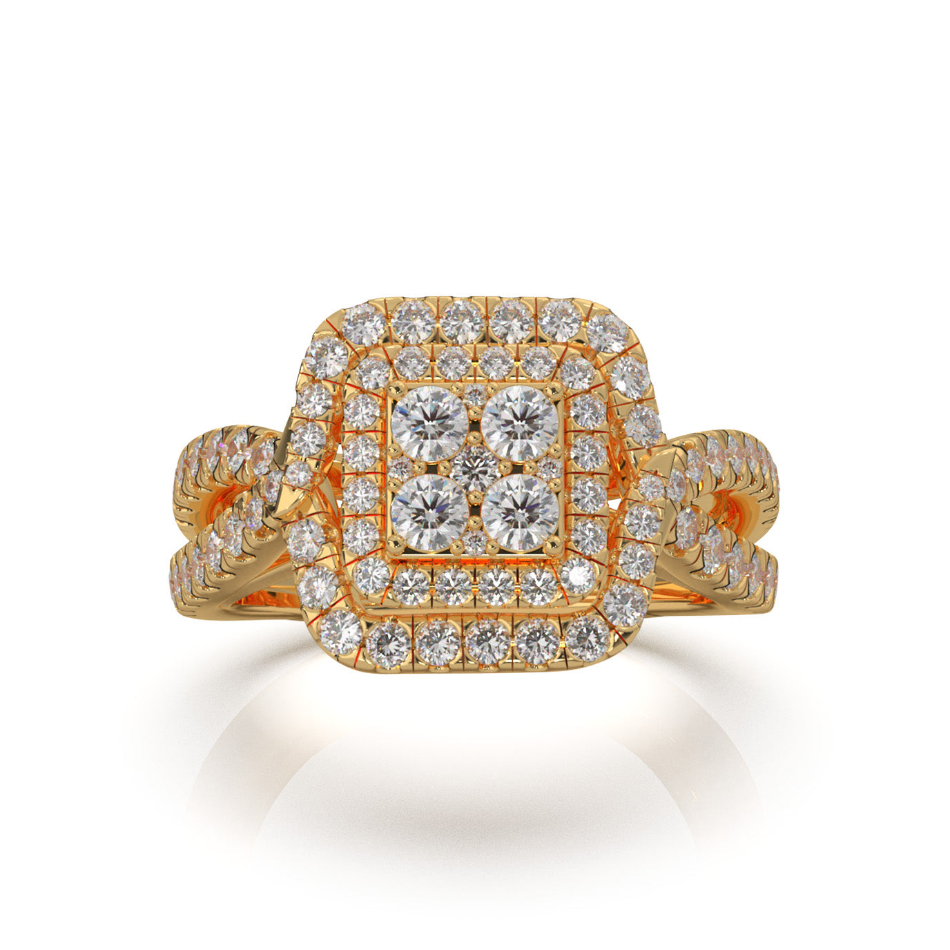 1.40 ct Moissanite Engagement Rings in 14k Yellow Gold