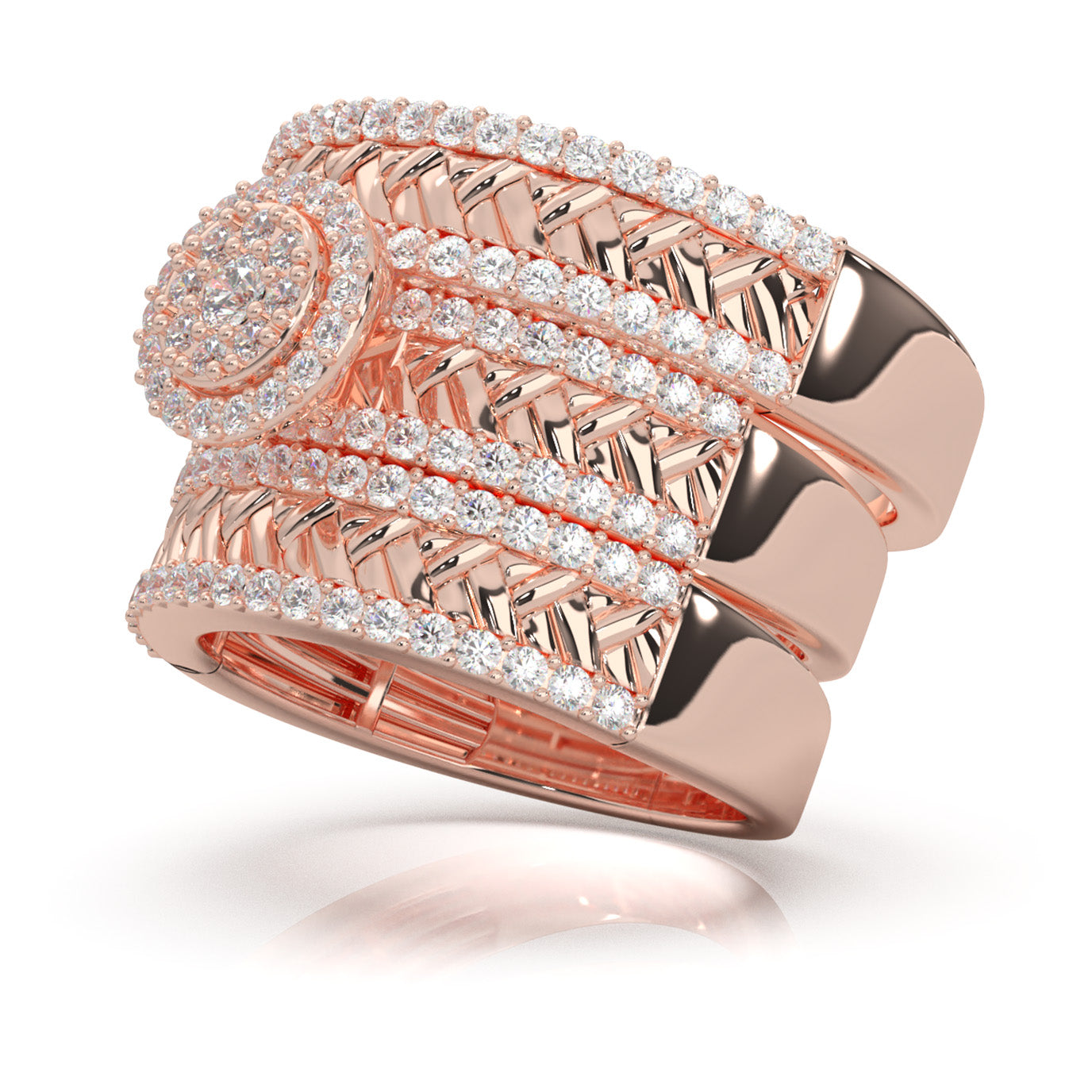 1.80 ct Moissanite Trio Rings in 14k Rose Gold