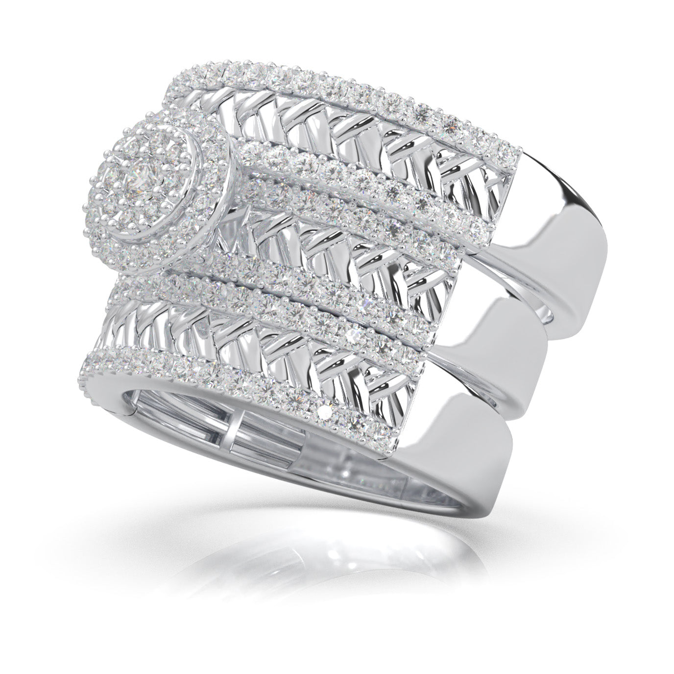 1.80 ct Lab Grown Diamond Trio Rings in 14k White Gold