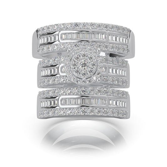 2.30 ct Moissanite Trio Rings in 14k White Gold
