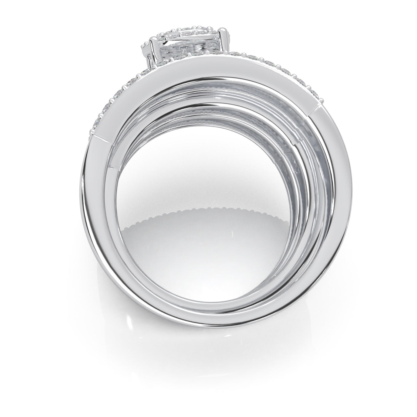 2.30 ct Natural Diamond Trio Rings in 14k White Gold