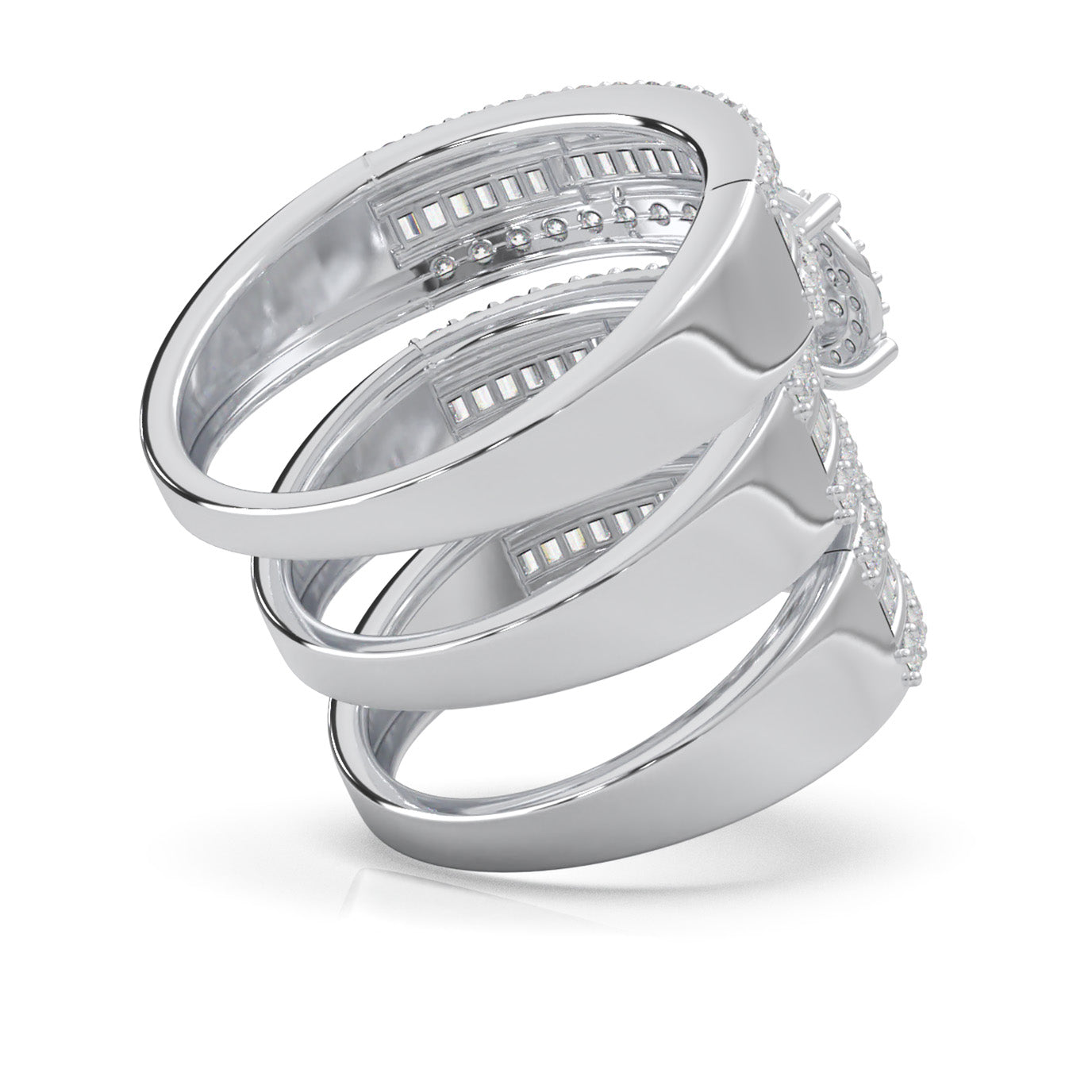 2.30 ct Moissanite Trio Rings in 14k White Gold