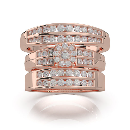 1.30 ct Moissanite Trio Rings in 10k Rose Gold