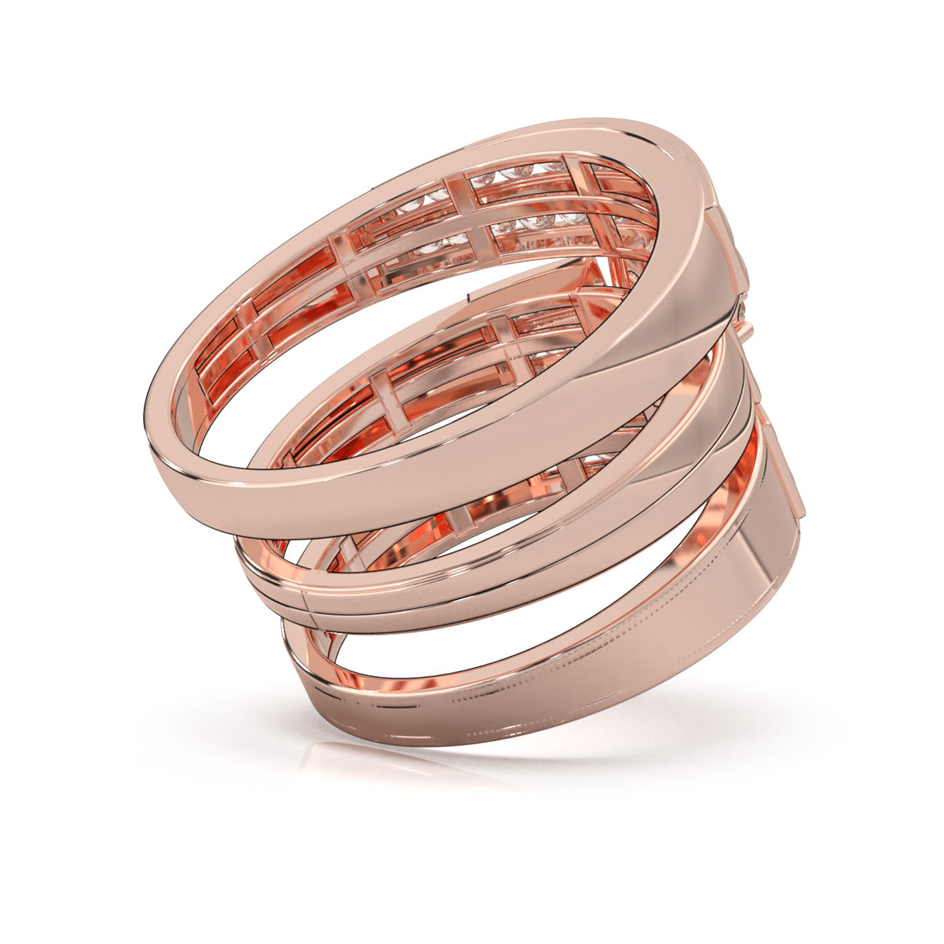 1.30 ct Moissanite Trio Rings in 14k Rose Gold
