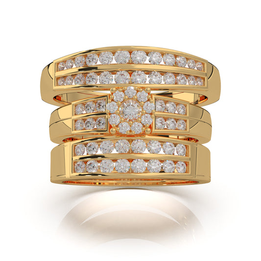 1.30 ct Natural Diamond Trio Rings in 10k Yellow Gold