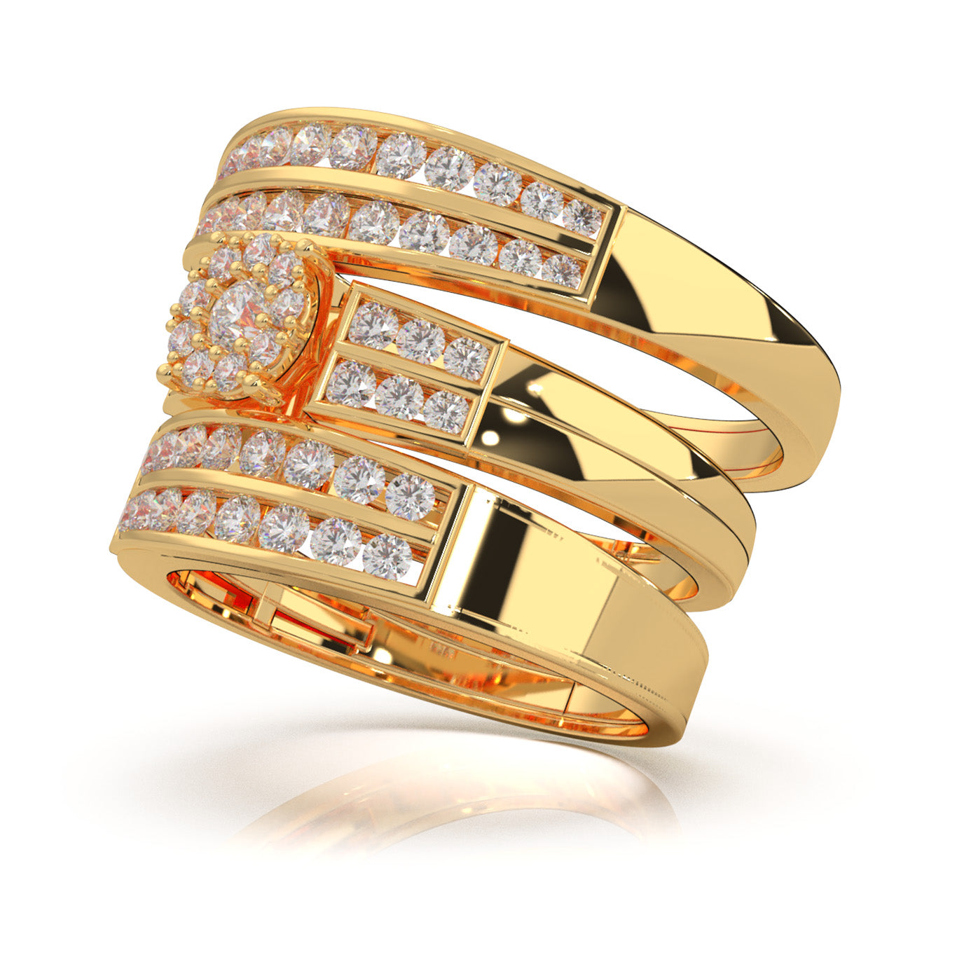 1.30 ct Natural Diamond Trio Rings in 14k Yellow Gold