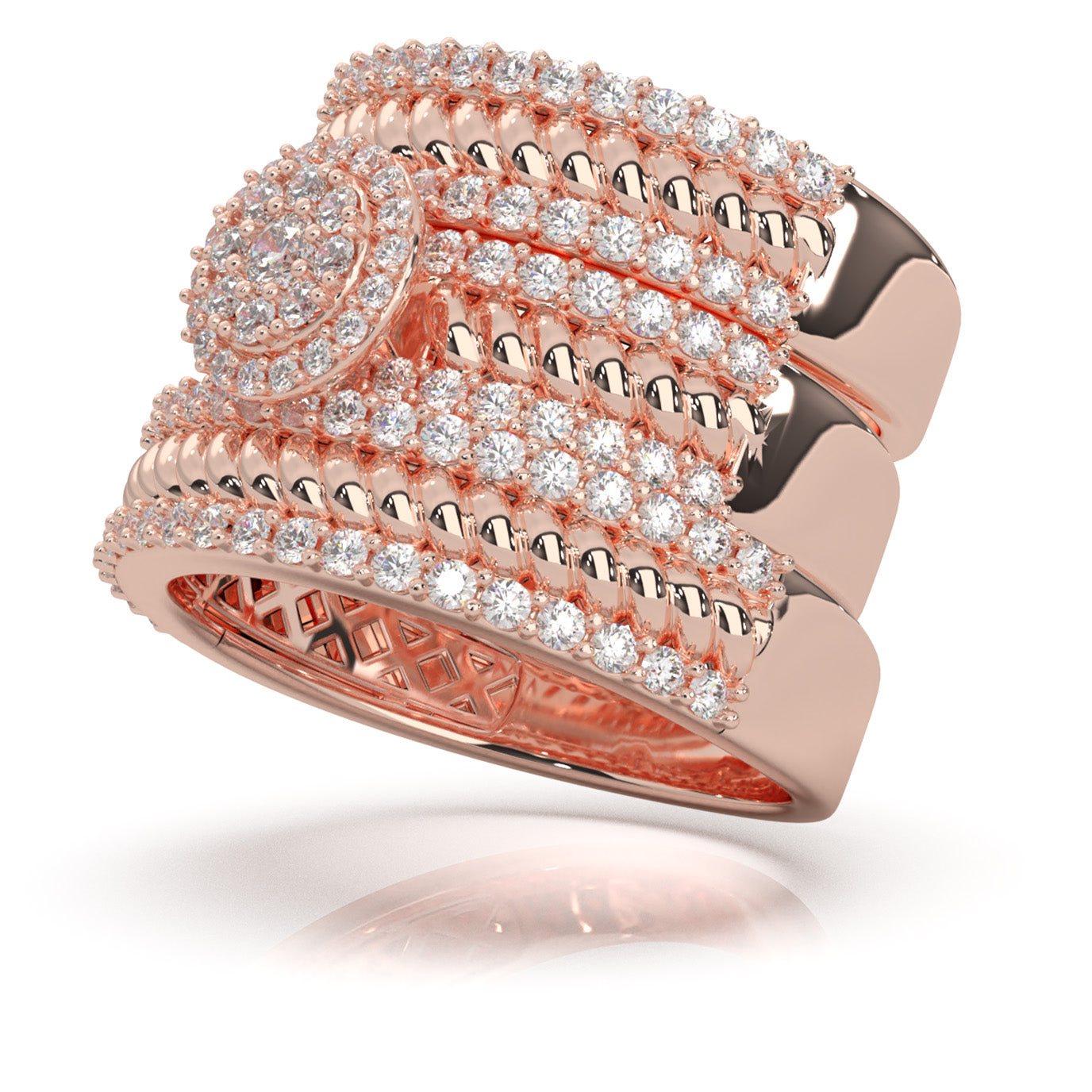 1.70 ct Natural Diamond Trio Rings in 10k Rose Gold