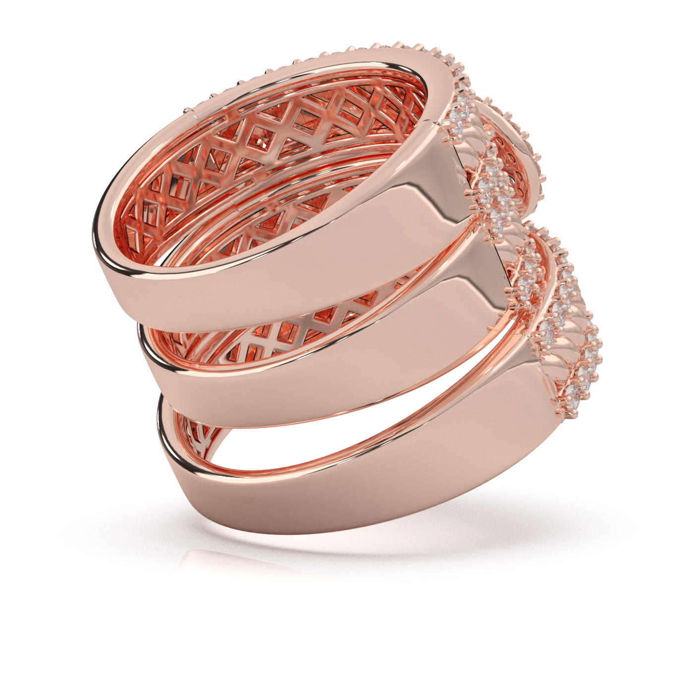 1.70 ct Moissanite Trio Rings in 14k Rose Gold