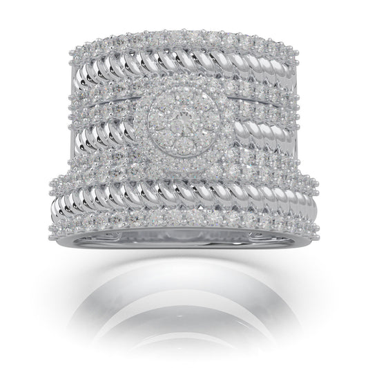 1.70 ct Natural Diamond Trio Rings in 14k White Gold