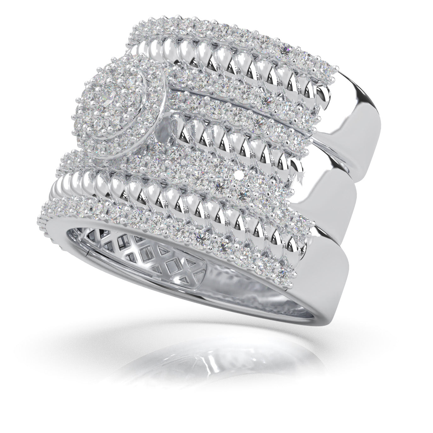 1.70 ct Lab Grown Diamond Trio Rings in 14k White Gold