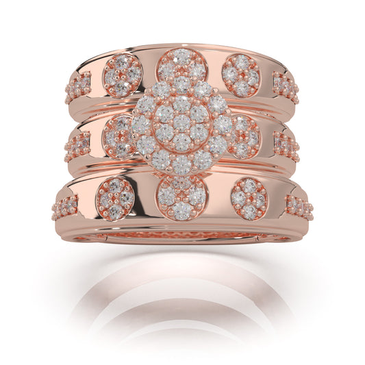 1.20 ct Natural Diamond Trio Rings in 14k Rose Gold