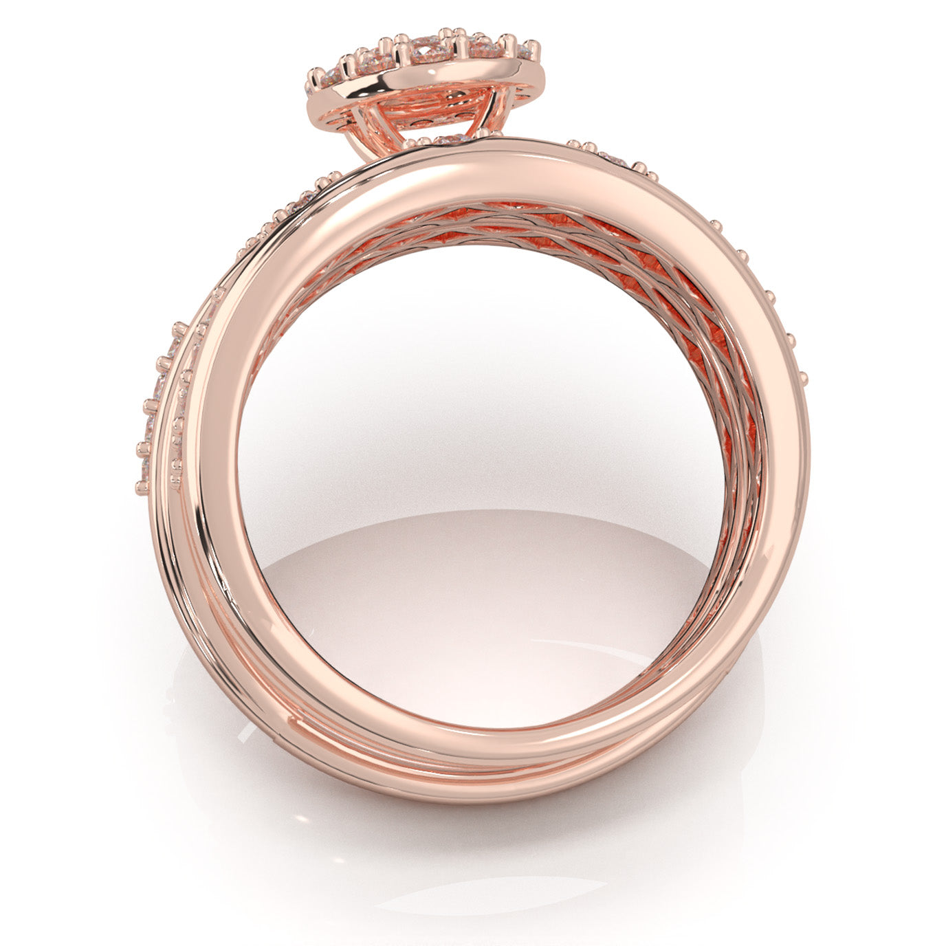1.20 ct Natural Diamond Trio Rings in 14k Rose Gold