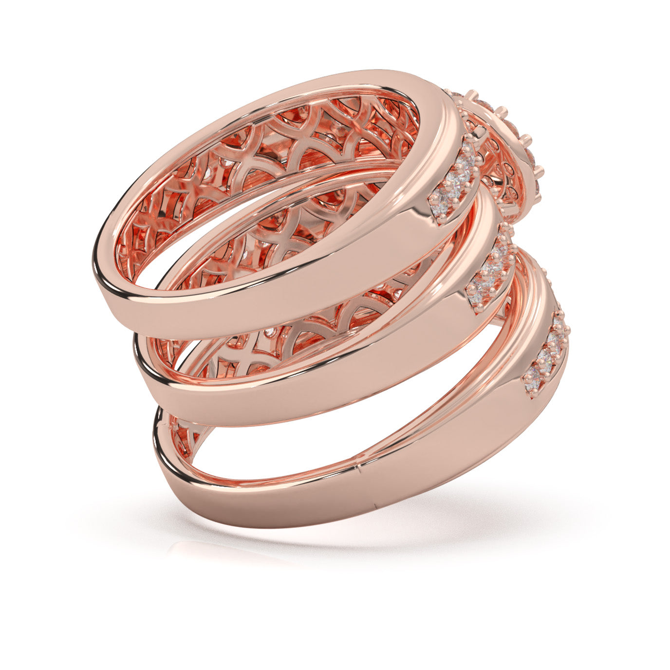 1.20 ct Moissanite Trio Rings in 10k Rose Gold