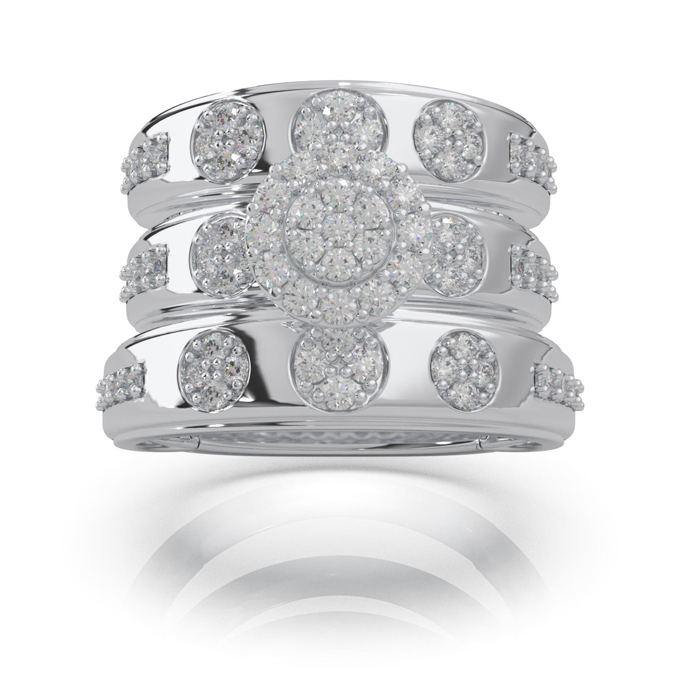 1.20 ct Moissanite Trio Rings in 10k White Gold